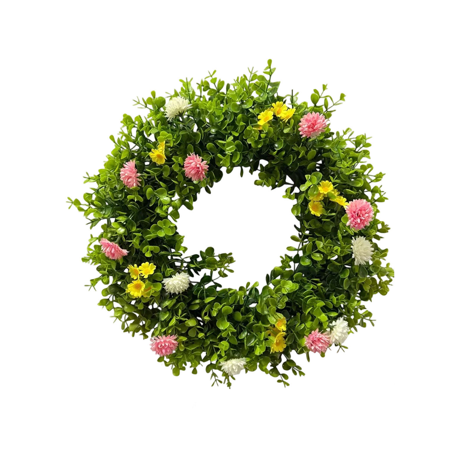 Artificial Floral Wreath With Easter Eggs And Mixed Greenery For Front ...